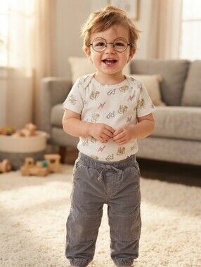 Copper Pearl 18-24M White Harry Potter Onesie and Gray Pants Set